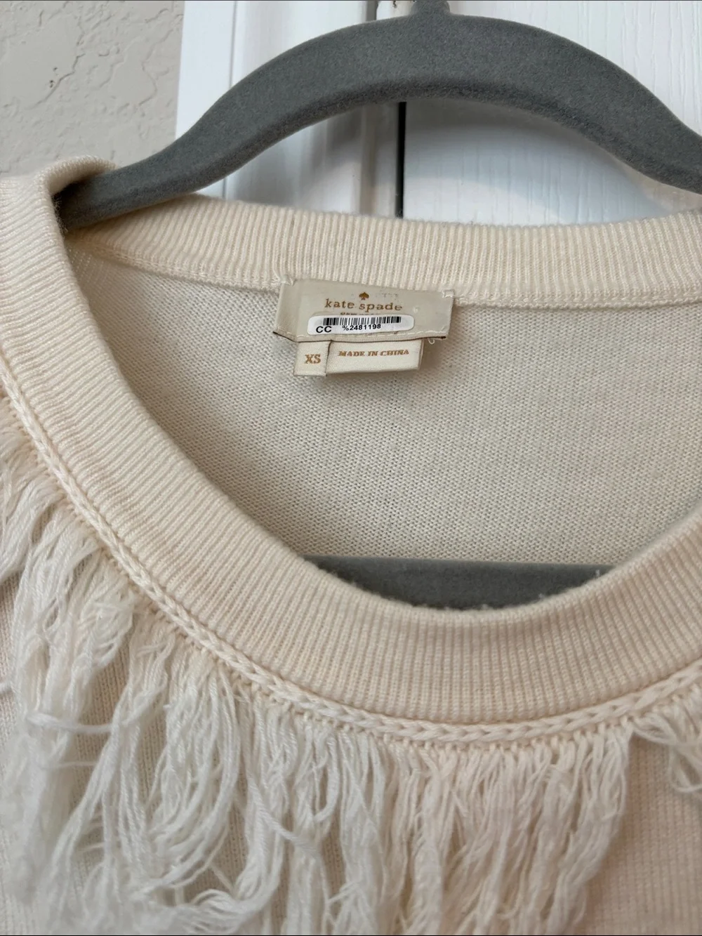 Pre-owned kate spade Cream Fringe Sweater
